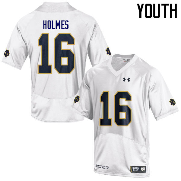 Youth NCAA Notre Dame Fighting Irish #16 C.J. Holmes Stitched College Under Armour Authentic White Football Jersey VG10M02BB